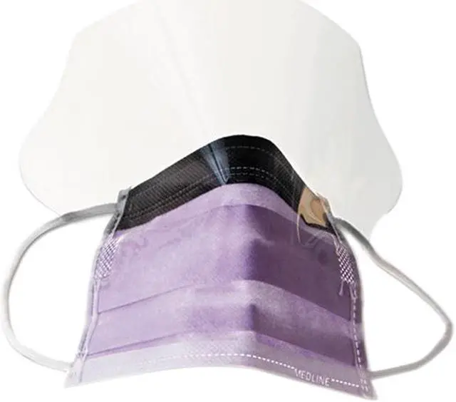 Main image of Medline NON27410EL Prohibit Face Mask w/Eyeshield, Polypropylene/Cellulose, Peach, 25/Box
