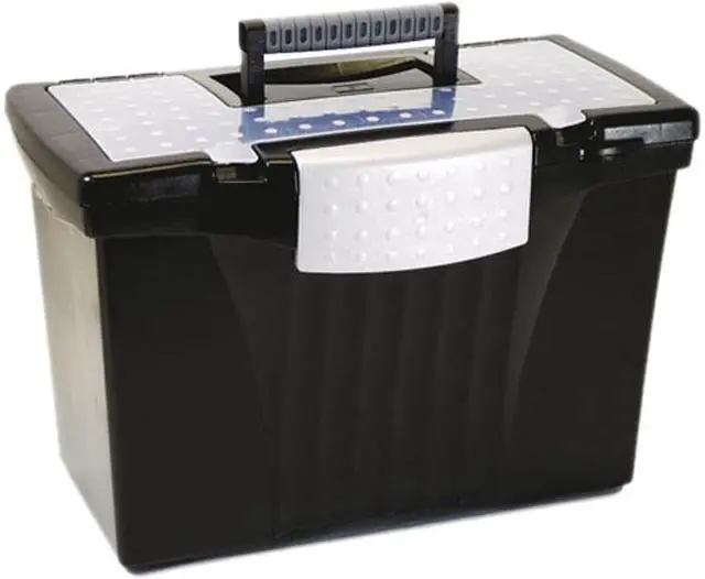 Main image of Storex 61510U01C Portable File Storage Box w/Organizer Lid, Letter/Legal, Black