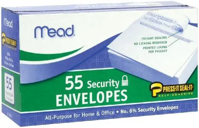 Main image of Mead 75030 Press-it Seal-it Security Envelope, 3 5/8 × 6 1/2, 20 lb, White, 55/Box