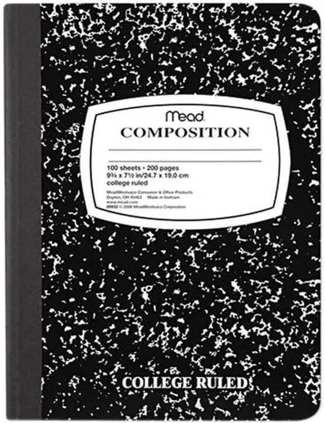Main image of Mead 09932 Wireless Composition Book, College Rule, 9-3/4 x 7-1/2, White, 100 Sheets