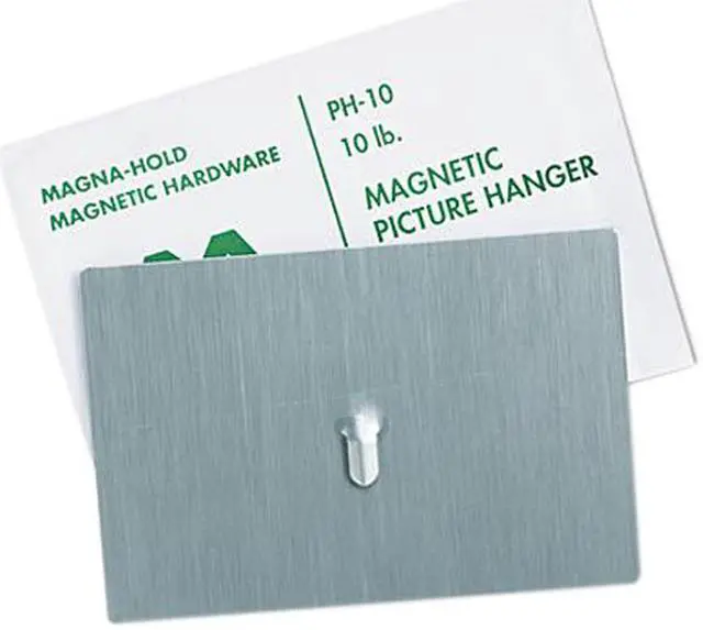 Alt view image 2 of 2 - Magna Visual PH-10 Magnetic Picture Hanger, 4 x 6, 10-lb Capacity, Steel Hook, Satin Steel Finish