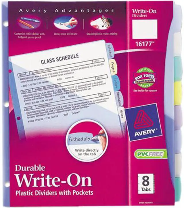 Main image of Avery Write-On Big Tab Plastic Dividers 8-Tab Letter 16177