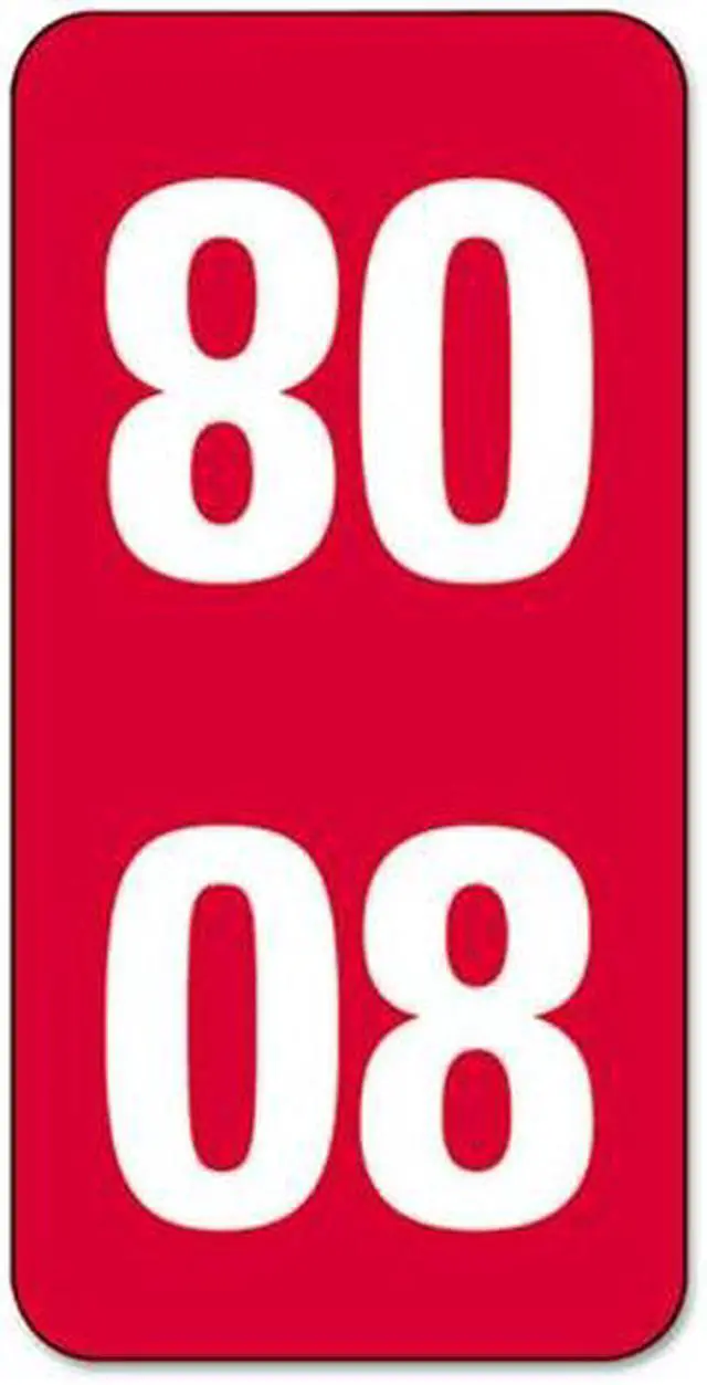 Alt view image 2 of 2 - Smead 68508 TTY Color-Coded Labels, Year 2008, Self-Adhesive, 1/2 x 1, Red, 250 Labels/Pack