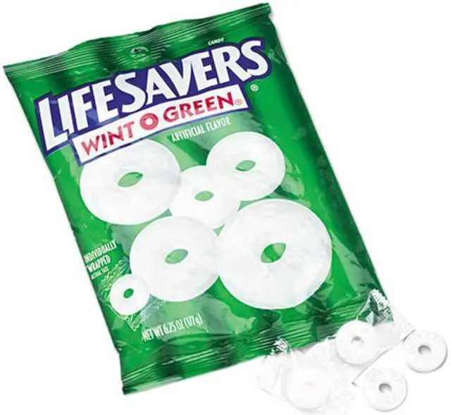 Main image of LifeSavers 88504 Hard Candy, Wint-O-Green Flavor, Individually Wrapped, 6.25oz Bag