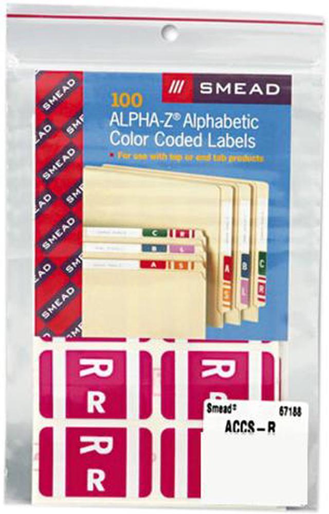 Main image of Smead 67188 Alpha-Z Color-Coded Second Letter Labels, Letter R, Purple, 100/Pack
