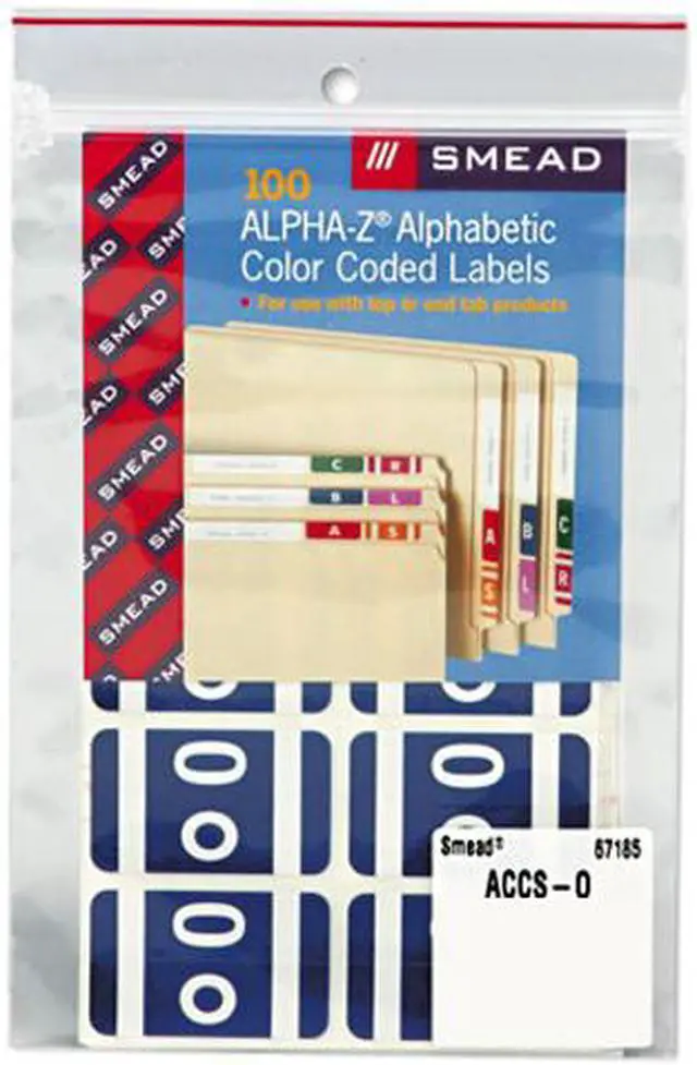 Main image of Smead 67185 Alpha-Z Color-Coded Second Letter Labels, Letter O, Dark Blue, 100/Pack