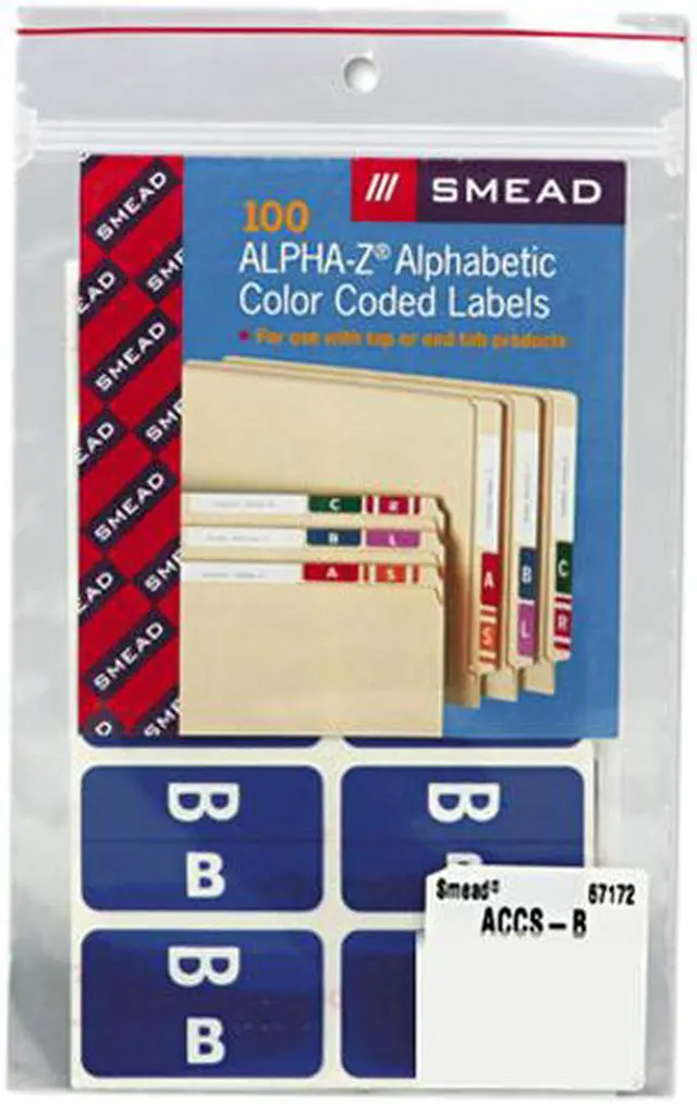 Main image of Smead 67172 Alpha-Z Color-Coded Second Letter Labels, Letter B, Dark Blue, 100/Pack