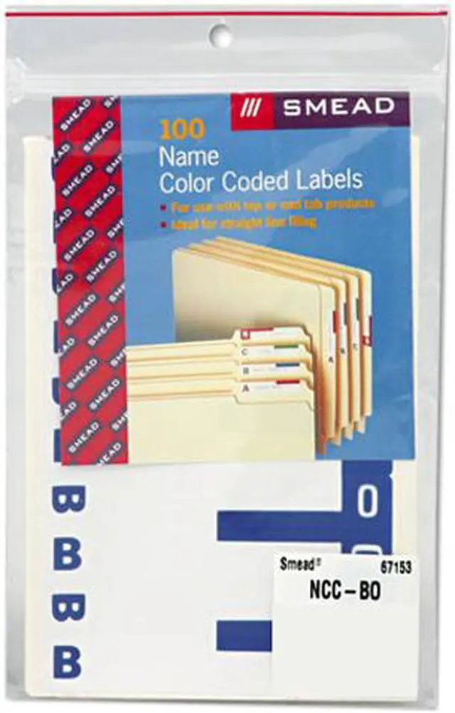 Main image of Smead 67153 Alpha-Z Color-Coded First Letter Name Labels, B & O, Dark Blue, 100/Pack