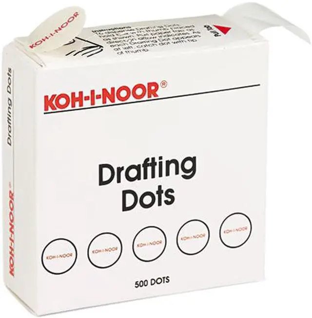 Main image of Koh-I-Noor 25900J01 Adhesive Drafting Dots w/Dispenser, 7/8in dia, White, 500/Box