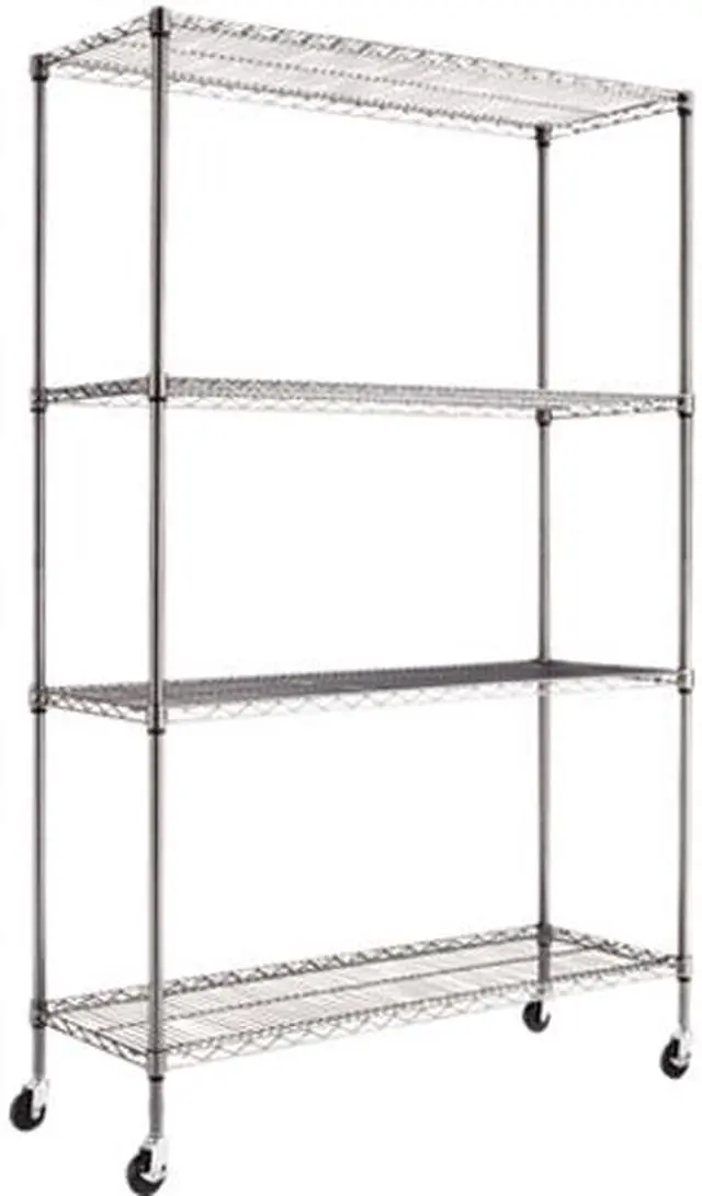 Main image of Alera SW604818BA (ALESW604818BA) Complete Wire Shelving Unit w/Caster, 4-Shelf, 48w x 18d x 72h, Black Anthracite
