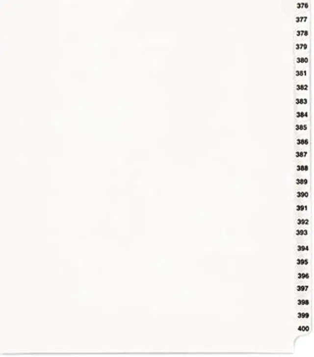 Main image of Avery-Style Legal Exhibit Side Tab Divider Title: 376-400 Letter White 01345