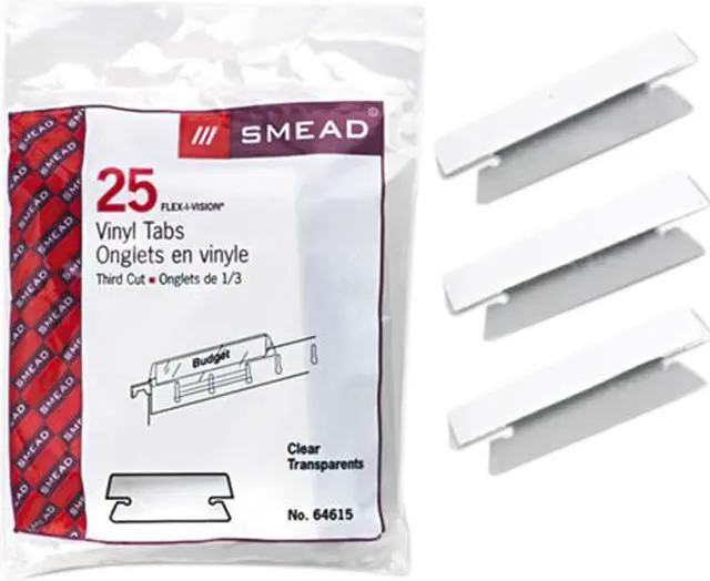 Main image of Smead 64615 Hanging File Tab/Insert, 1/3 Tab, 3 1/2 Inch, Clear Tab/White Insert, 25/Pack