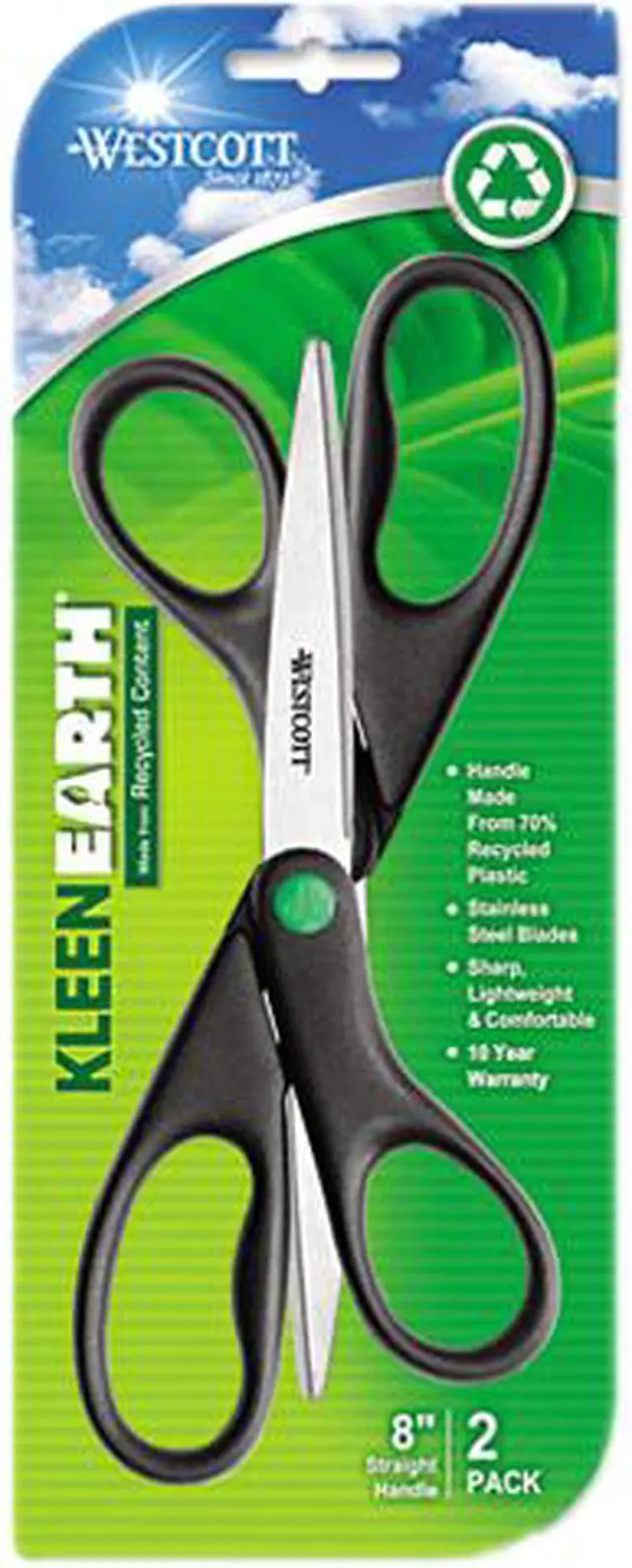 Main image of Westcott 15179 Kleenearth Scissors, 8" Length, 3-1/4" Cut, 2/Pack