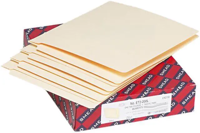 Main image of Smead 24210 Heavyweight Folders, Straight Two-Ply End Tab, Letter, Manila, 50/Box