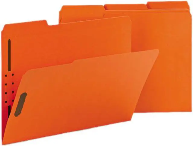 Main image of Smead 12540 Folders, Two Fasteners, 1/3 Cut Assorted Top Tabs, Letter, Orange, 50/Box