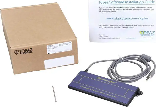 Alt view image 7 of 7 - Topaz SignatureGem 1x5 T-S261 Series USB T-S261-HSB-R Signature Capture Pad