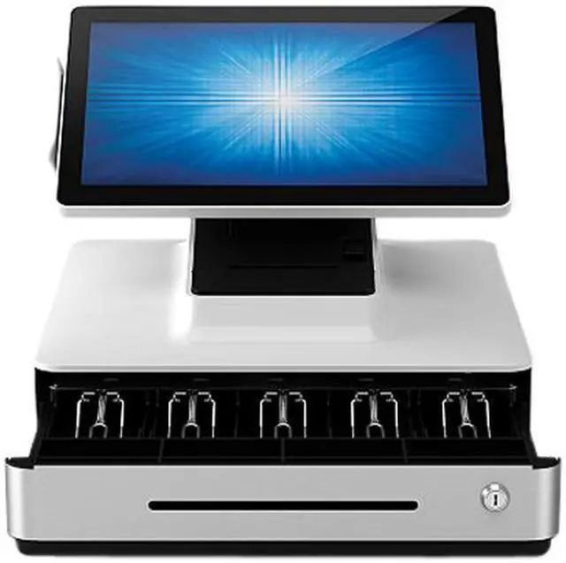 Alt view image 2 of 8 - Elo E833933 PayPoint Plus for Windows POS System with 15" PCAP Touch Display, Barcode Scanner, Receipt Printer, MSR, Cash Drawer, Win 10 - White