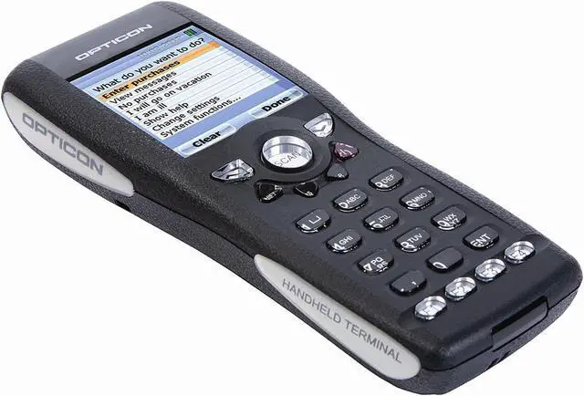 Main image of Opticon OPH1005-00 OPH-1005 Mobile Computer, Batch Mobile Computer, 1D Laser Scanner, 2MB RAM/64 MB Internal Micro SD, 23 key Phone-Style keypad, Color Non-Touch Screen