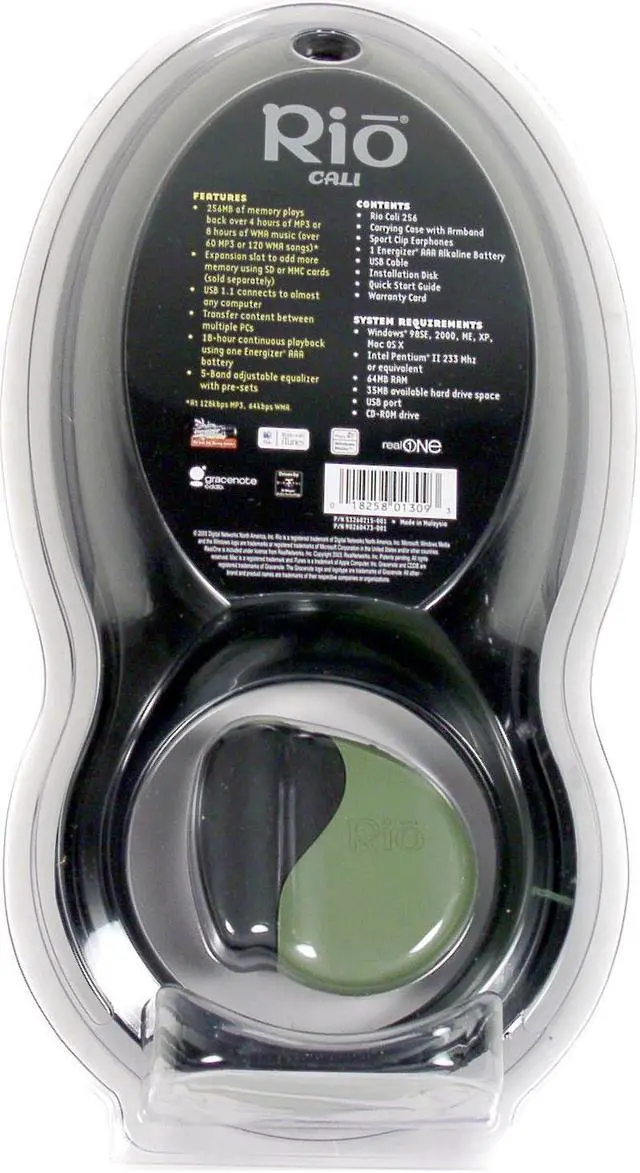 Alt view image 3 of 4 - Rio Black/Green 256MB MP3 Player Cali