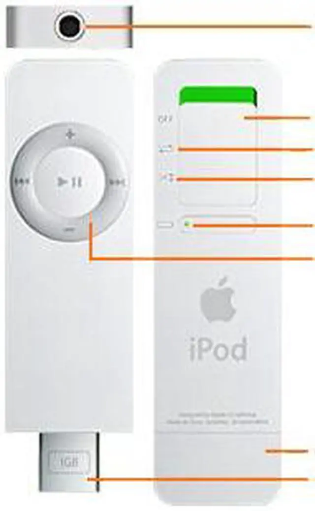 Alt view image 4 of 5 - Apple iPod shuffle (1st Gen) White 1GB MP3 Player M9725LL/A