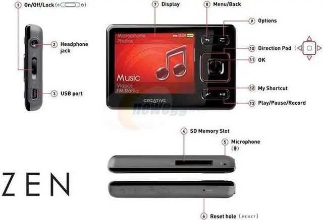 Alt view image 4 of 4 - Creative ZEN 2.5" Black 16GB MP3 / MP4 Player