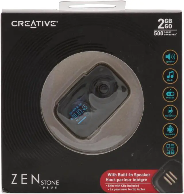 Alt view image 7 of 7 - Creative 70PF233009111 Zen Stone Plus 2GB MP3 Player with FM Radio and Speaker