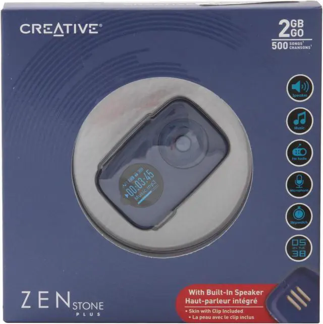 Alt view image 7 of 7 - Creative 70PF233009221 Zen Stone Plus 2GB MP3 Player with FM Radio and Speaker