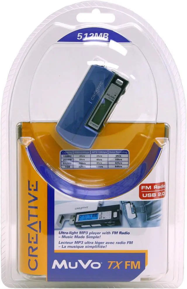 Alt view image 3 of 3 - Creative MuVo Black/Blue 512MB MP3 Player 73PD051100021