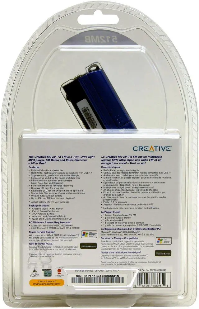 Alt view image 2 of 3 - Creative MuVo Black/Blue 512MB MP3 Player 73PD051100021