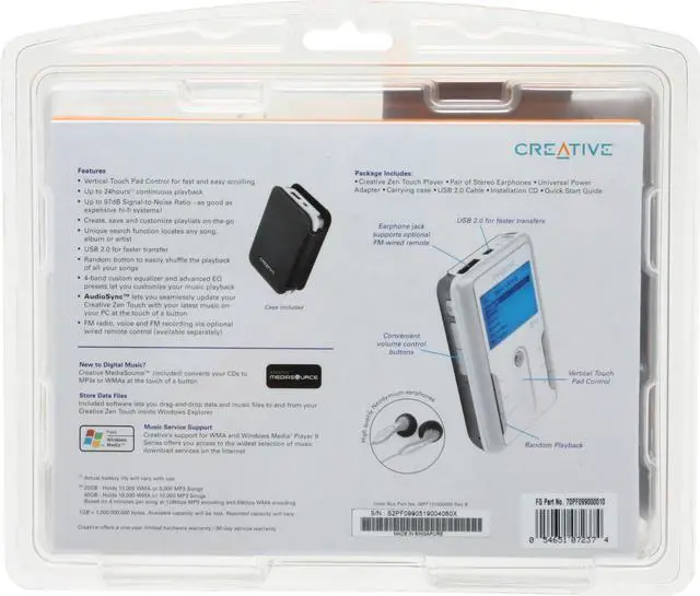 Alt view image 3 of 3 - Creative White 20GB MP3 Player 70PF099000010