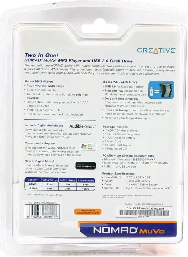 Alt view image 3 of 3 - Creative MuVo Black 128MB MP3 Player