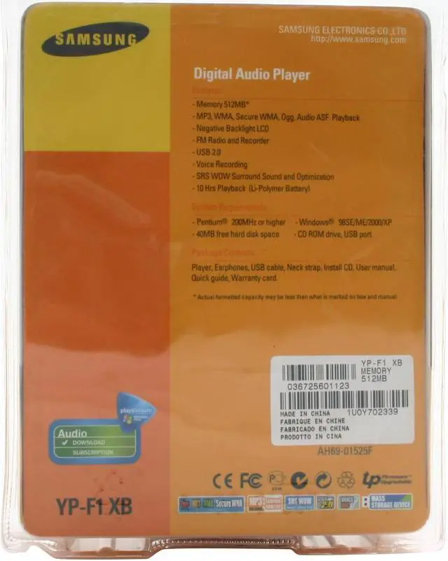 Alt view image 4 of 4 - SAMSUNG Black 512MB MP3 Player YP-F1X