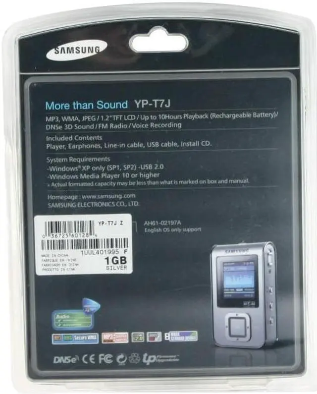 Alt view image 11 of 11 - SAMSUNG Silver 1GB MP3 Player YP-T7JZ