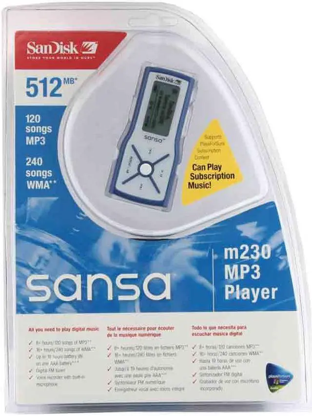 Alt view image 3 of 4 - SanDisk Sansa m200 Blue 512MB MP3 Player Sansa m230