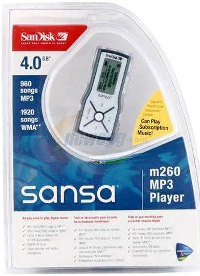 Alt view image 3 of 4 - SanDisk Sansa m200 Silver/Black 4GB MP3 Player Sansa m260