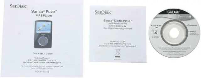 Alt view image 5 of 5 - SanDisk Sansa Fuze 1.9" Black 2GB MP3 / MP4 Player