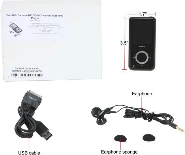 Alt view image 7 of 7 - SanDisk 1.8" Black 4GB MP3 Player Sansa e260