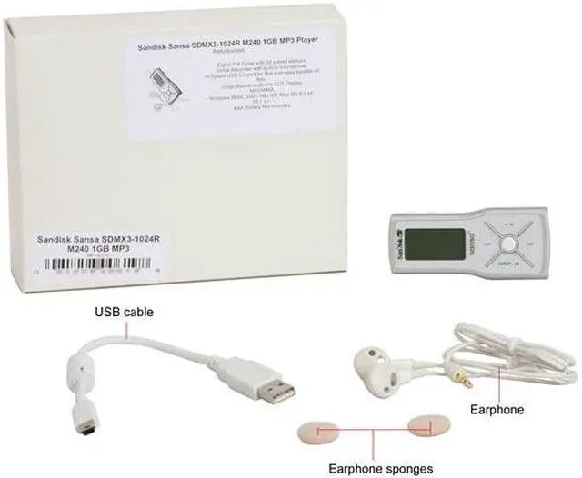 Alt view image 6 of 6 - SanDisk Silver 1GB MP3 Player Sansa m240