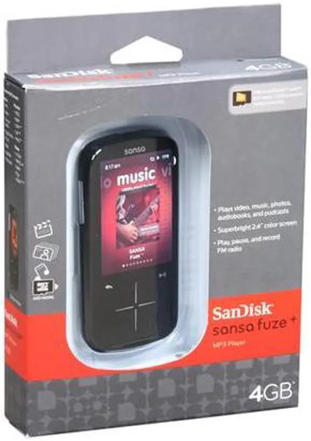 Main image of SanDisk Sansa Fuze 2.4" Black 4GB MP3 / MP4 Player SDMX20R-004GK-A57