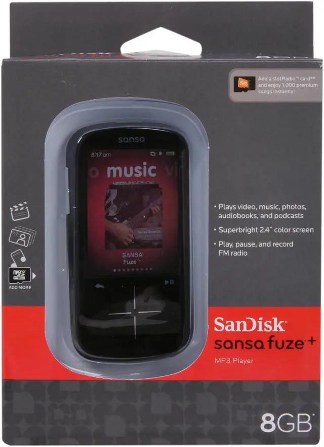 Alt view image 8 of 8 - SanDisk Sansa Fuze+ 2.4" Black 8GB MP3 / MP4 Player SDMX20R-008GK-A57