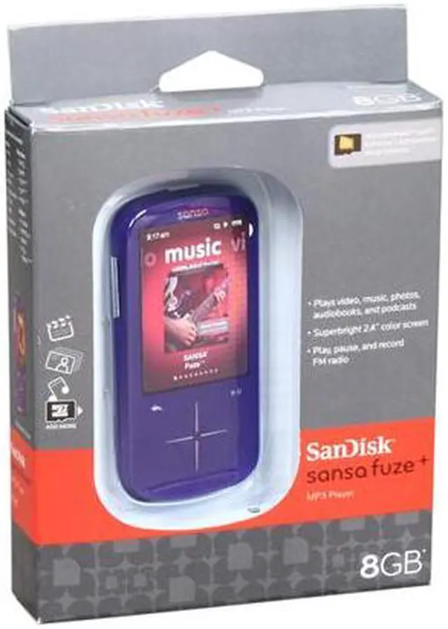Alt view image 3 of 3 - SanDisk Sansa Fuze+ 2.4" Purple 8GB MP3 / MP4 Player SDMX20R-008GI-A57