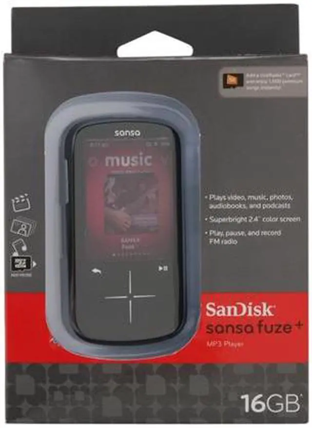 Alt view image 10 of 10 - SanDisk Sansa Fuze+ 2.4" Black 16GB MP3 / MP4 Player SDMX20R-016GK-A57