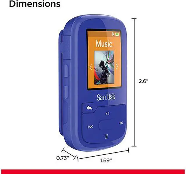 Alt view image 2 of 6 - SanDisk 1.44" Blue 16GB MP3 Player SDMX28-016G-G46B