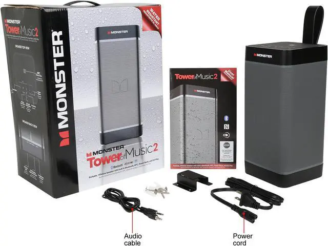 Alt view image 5 of 5 - Monster Cable BTW318 Tower of Music 3-Way Wireless Water Resistant Speaker