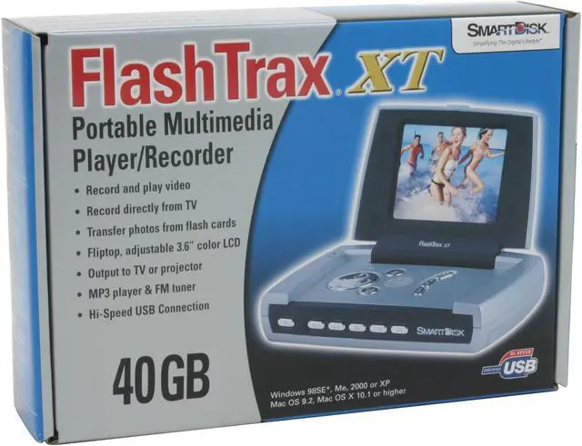 Alt view image 8 of 8 - SMARTDISK 3.6" Silver 40GB MP3 / MP4 Player FlashTrax XT