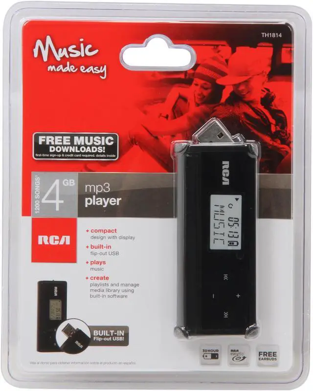 Alt view image 6 of 6 - RCA Black 4GB MP3 Player TH1814