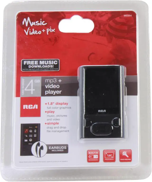 Alt view image 8 of 8 - RCA 1.8" Black 4GB MP3 / MP4 Player M5504