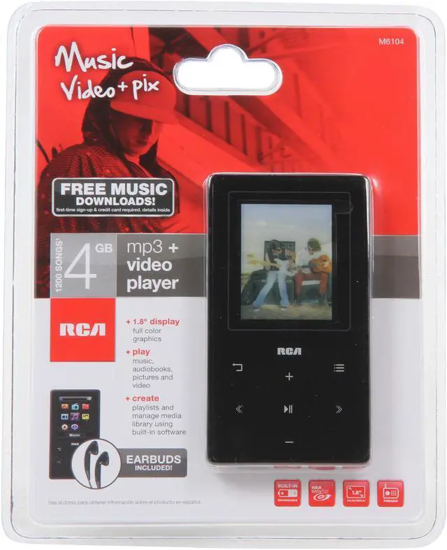 Alt view image 8 of 8 - RCA 1.8" 4GB MP3 / MP4 Player M6104