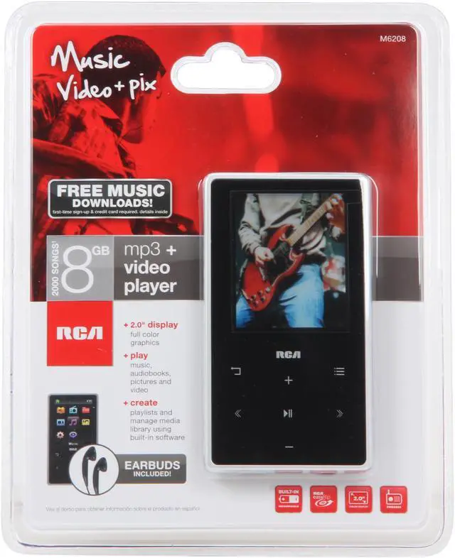 Alt view image 8 of 8 - RCA 2.0" Black 8GB MP3 / MP4 Player M6208