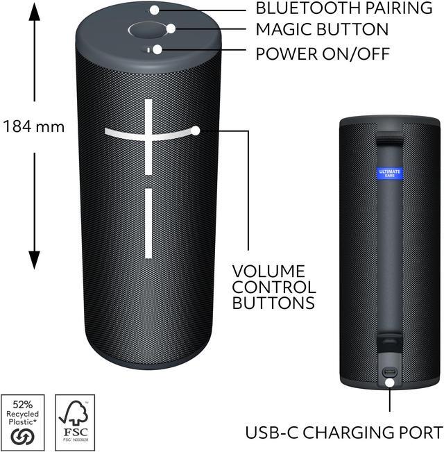 Alt view image 6 of 7 - Ultimate Ears BOOM 4 Wireless Bluetooth Speaker - Black